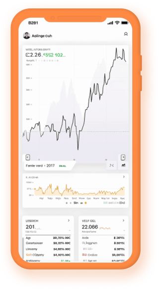 Sanntids kryptovalutastatistikk vist i en mobil porteføljeoversikt